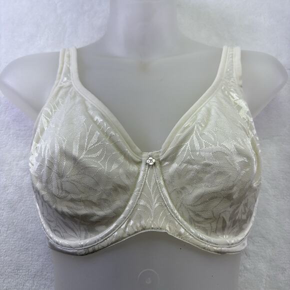 Breezies Jacquard Shine Unlined Full Coverage Minimizer Bra Size 34DD Ivory - Picture 1 of 9